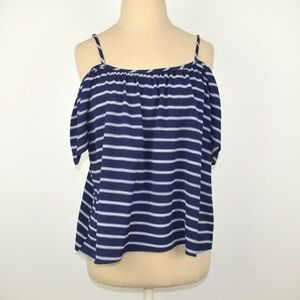 Veronica M Cold Shoulder Striped Top